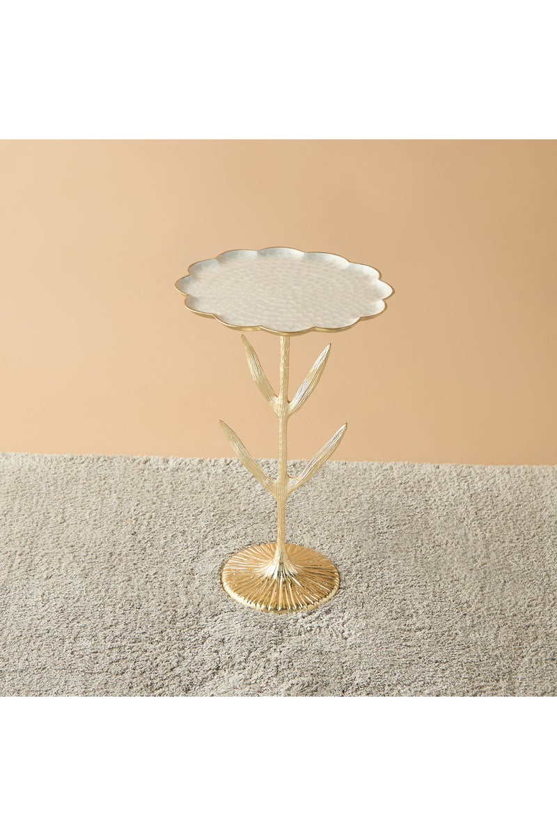 LIFESTYLE Glass Top Accent Table with Floral Base - 35x35x55 cms - Image 3